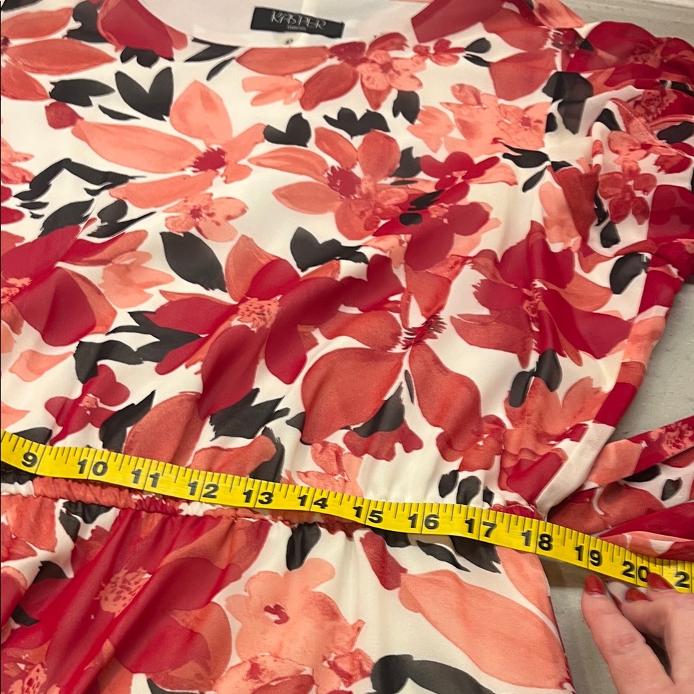 Kasper Red and Pink Floral Midi Dress - Picture 6 of 7